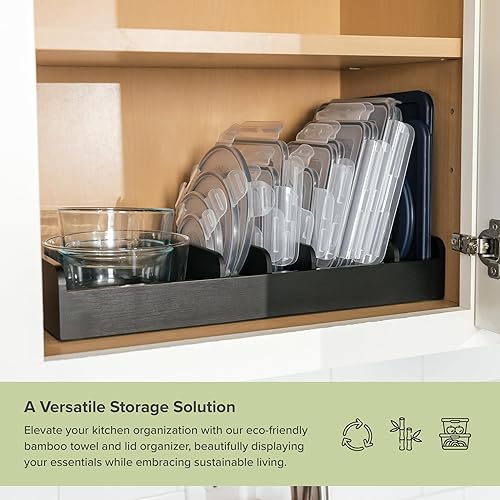 Miniatura 5 de Toalla de cocina de bambú y organizador de almacenamiento de alimentos, perfecto para cajones de cocina, armarios, despensa, 5 insertos de pared