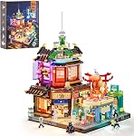 FUNWHOLE Cyberpunk Japanese-Izakaya Lighting-Building-Bricks Set - Cyberpunk Neon City Future Japanese Street View House Collection LED Light Model Display Set 1987 Pcs for Adults and Sci-fi Lovers