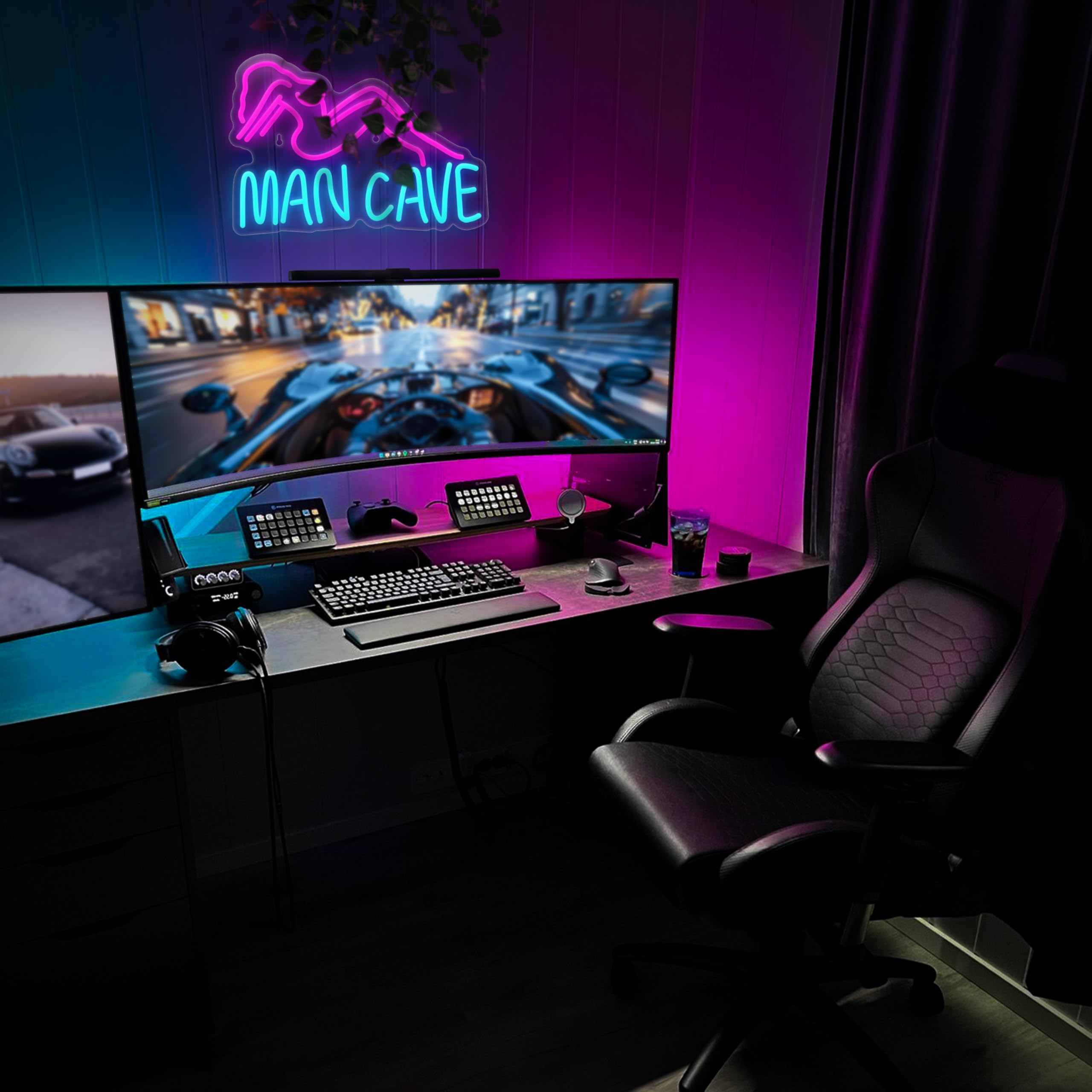 Neonowe znaki LED, nowoczesne, różowe, akrylowe, uchwyt ścienny, 35 x 25 x 1,5 cm, zasilane przez USB, ściemniane światło LED do sypialni, pokoju gier, baru, pubu, klubu, dekoracja ścienna
