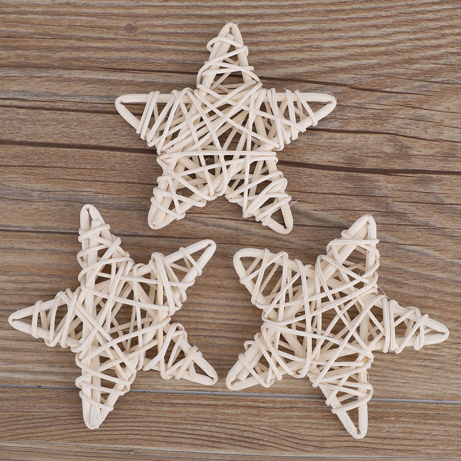 12 Pezzi Stelle In Rattan Fai Da Te, 8.5 Cm Palline In Rattan A Forma Di Stella Decorazione Di Palline Di Rattan A Stella Per Matrimoni Tavoli Albero Di Natale Casa Giardino Bianco(01)