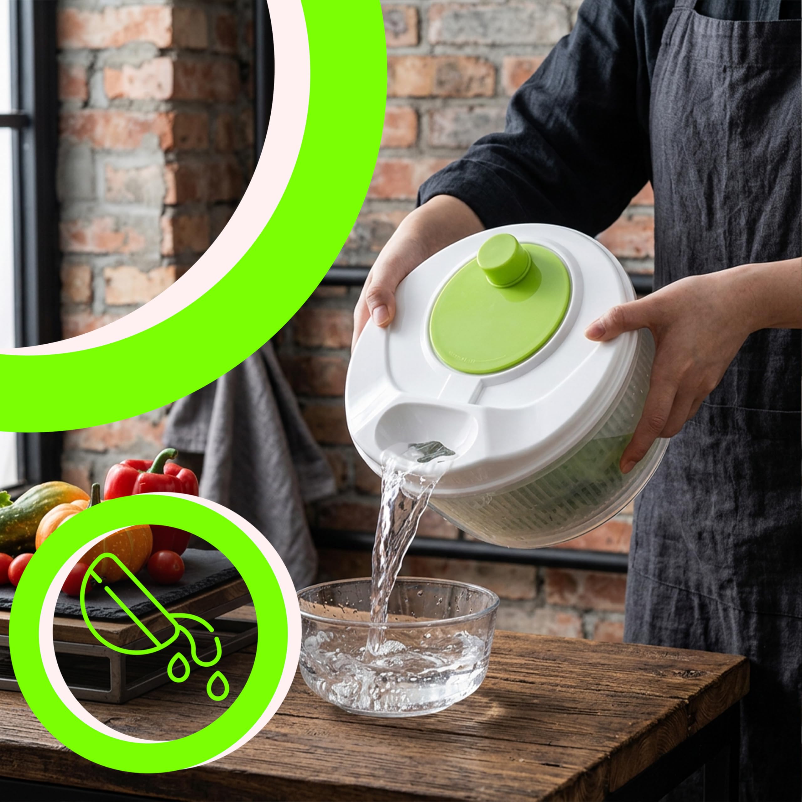 Retoo Centrifugador de ensalada con colador y tapa, capacidad de 2,5 L, ensaladera, secador de ensalada, para lavar y secar ensaladas, verduras y frutas, utensilios de cocina, plástico, sin BPA,