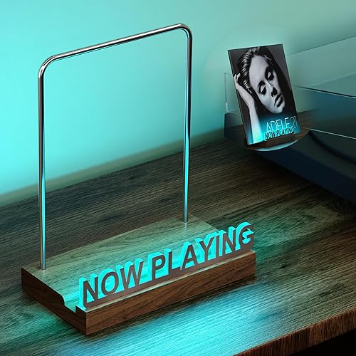 Miniatura 9 de Now Playing Soporte para discos de vinilo, soporte de exhibición de discos de vinilo iluminado con 7 luces que cambian de color, luz multicolor con