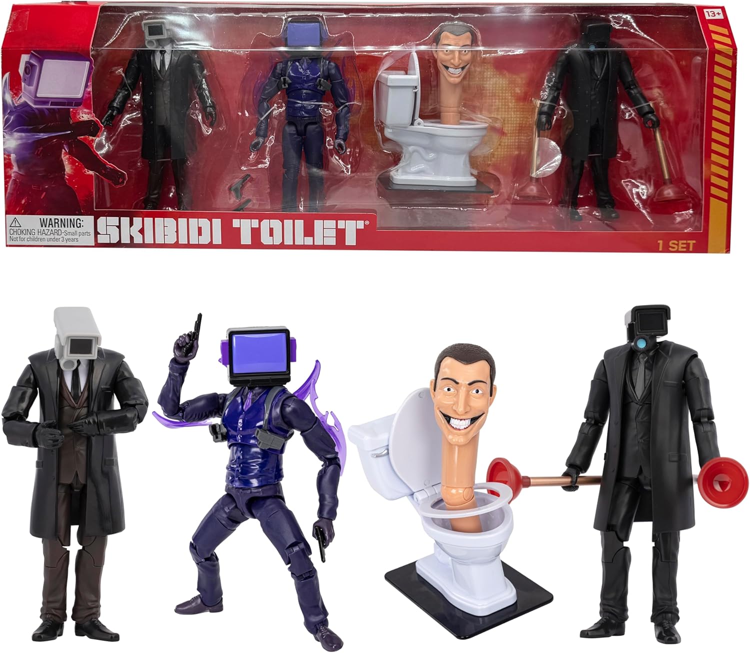 Skibidi Toilet Deluxe 6 inch Figure,Series 2, Collector Pack of 4, Collectible Figures, Officially Licensed Skibidi Toilet Merch Amazon Exclusive
