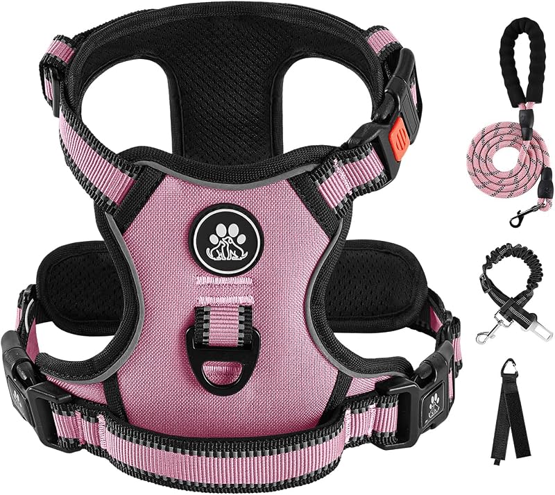 Peitoral Vest para Cães Grandes IVY&LANE com Clipe Frontal, Faixas Refletivas e Guia