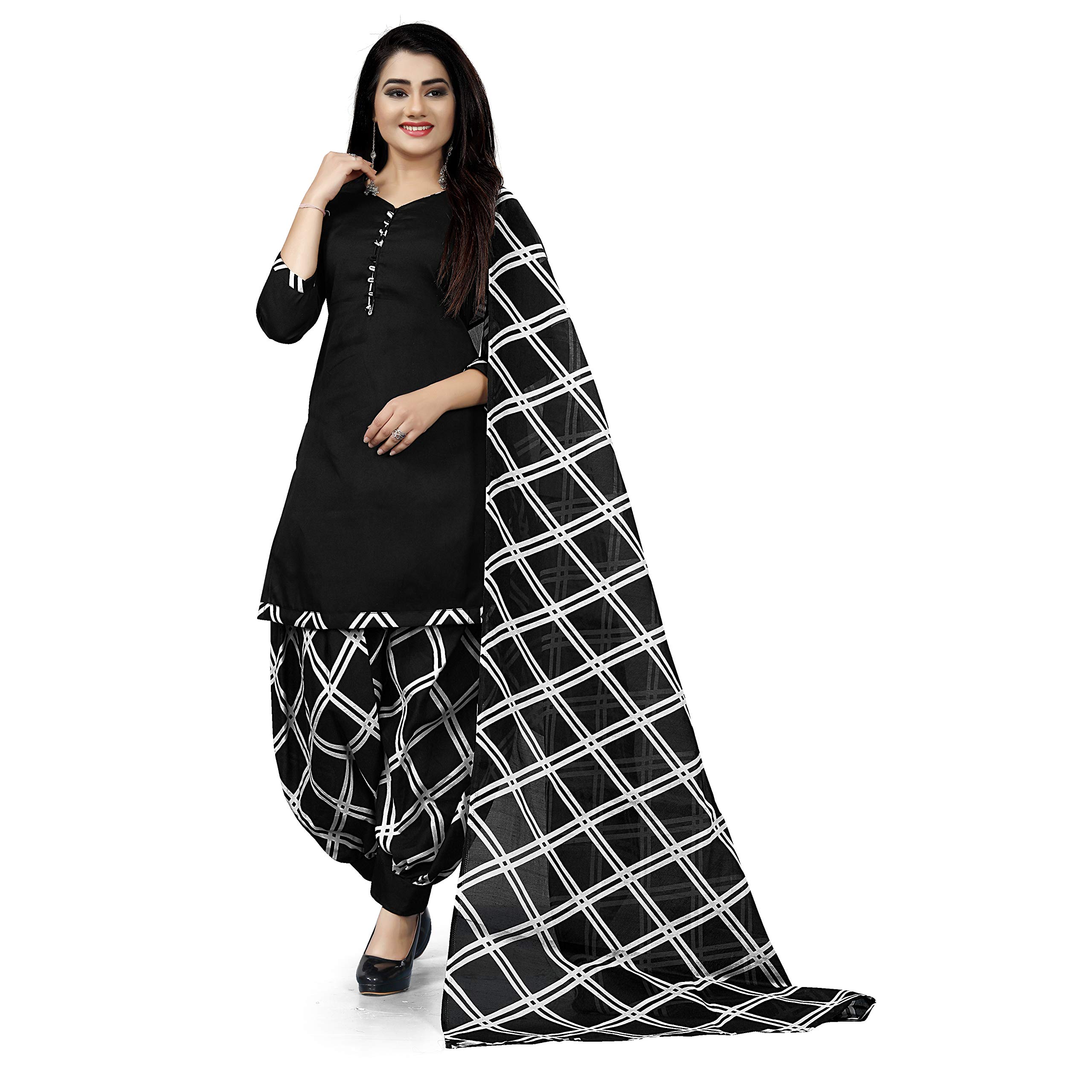 Rajnandini Black Cotton Printed Salwar Suit (Ready To Wear_S To 4XL)