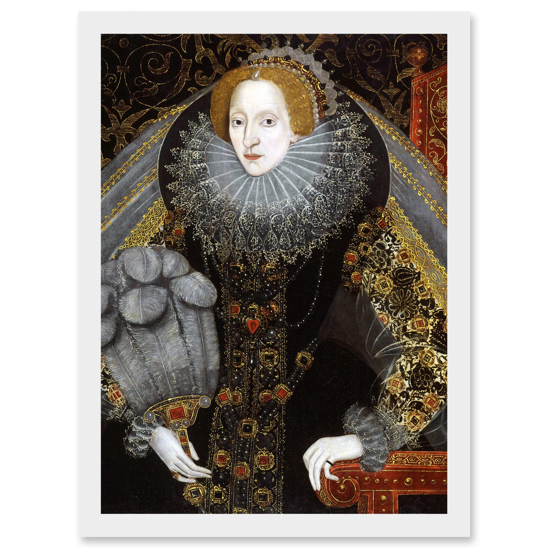 Artery8 Queen Elizabeth I England Portrait Painting Royal Historic Artwork Framed Wall Art Print A4