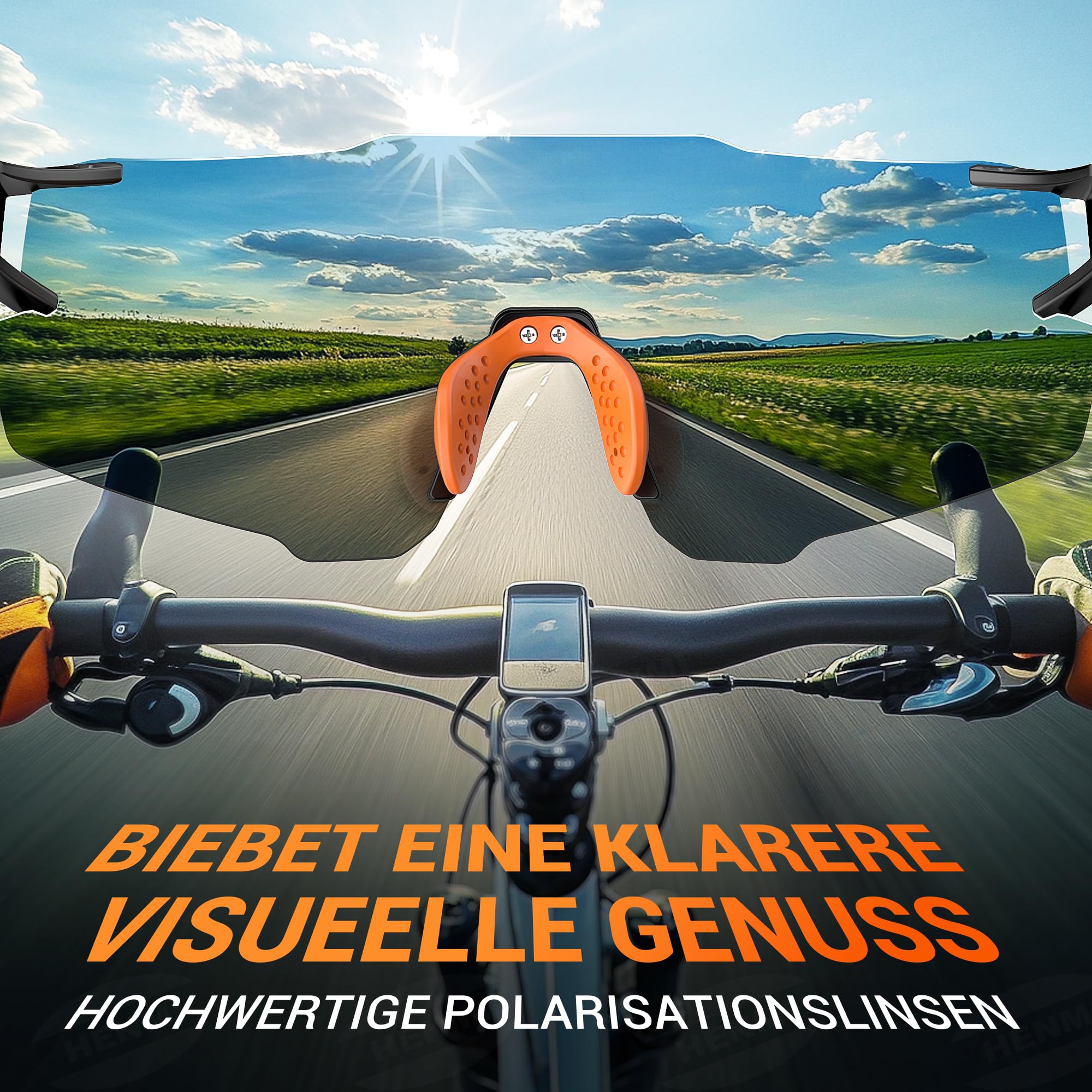 HENMI Sportbrille für Herren Damen – UV400 Schutz Sonnenbrille mit TR90 Rahmen, verstellbarem Nasenpad & Bügel – 2 Varianten: selbsttönend & polarisiert – Ideal für Radsport, Laufen & Outdoor