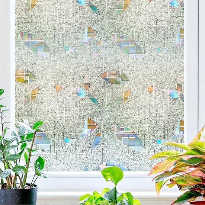 Wisomhome Rainbow Window Privacy Film - Decorative 3D Stained Glass ...