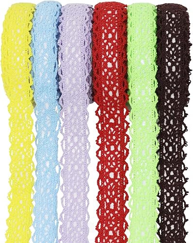 Miniatura 10 de Honbay 6 rollos de cintas de encaje, cintas decorativas con patrón de encaje, cintas adhesivas Washi, cinta adhesiva para cajones de álbumes de A,B