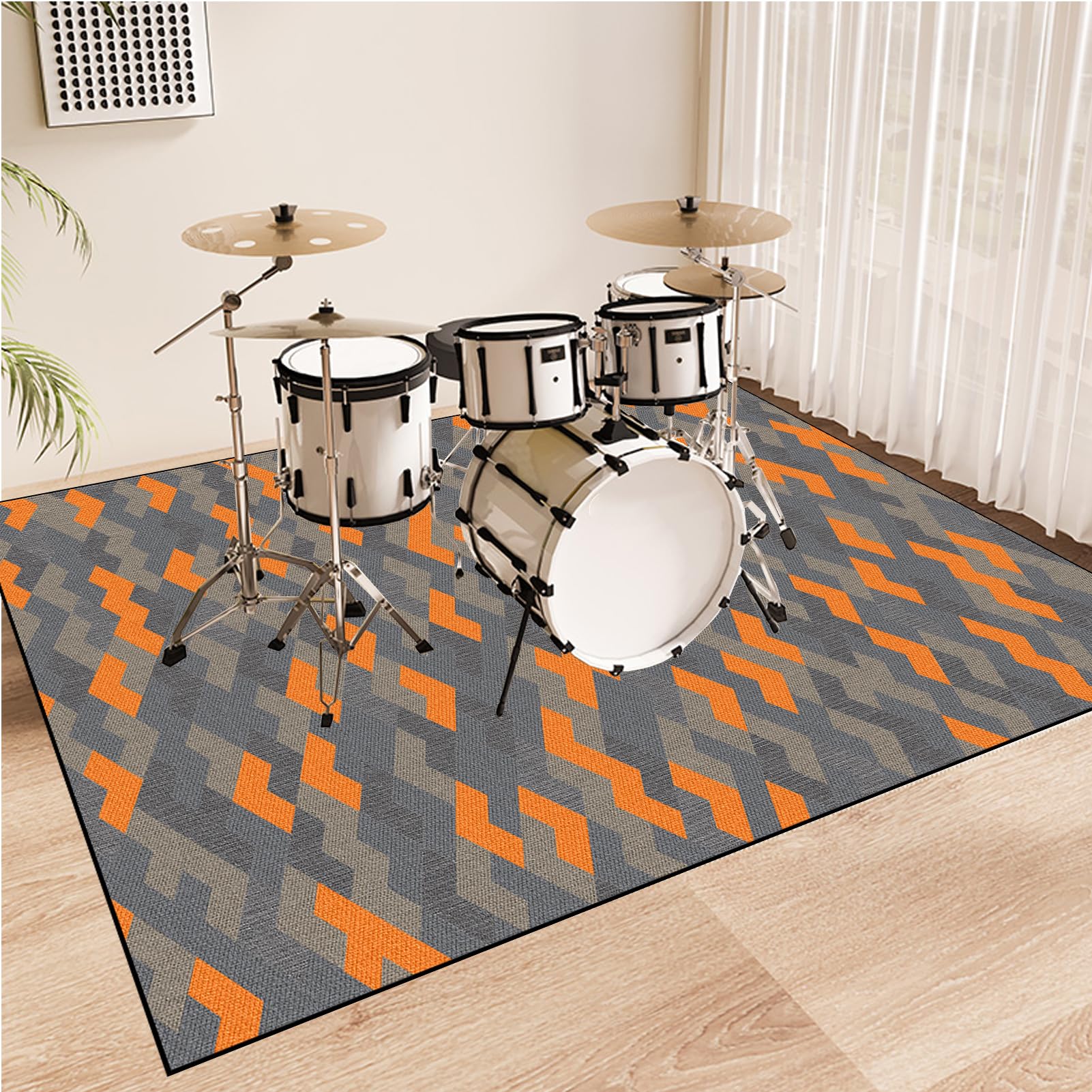 Tappetino professionale per batteria elettronica, 200 x 160 cm, antiscivolo, insonorizzato, per bambini e batteristi, grancassa e rullante, ideale per studi musicali e sessioni di pratica.
