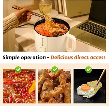 Electric Hot Pot, 1.8L Mini Multifunctional Electric Pot with Overheat Boil Dry Protection, Portable Travel Cooker, 2 Gear Non Stick Fring Pan for Steak Egg Fried Rice Soup(Single Layer)