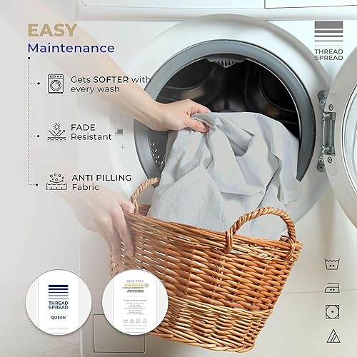 Vista 56 de THREAD SPREAD Sábana bajera ajustable de 100 % algodón tamaño individual, 400 hilos, bolsillo profundo de 16 pulgadas, sábana bajera elástica