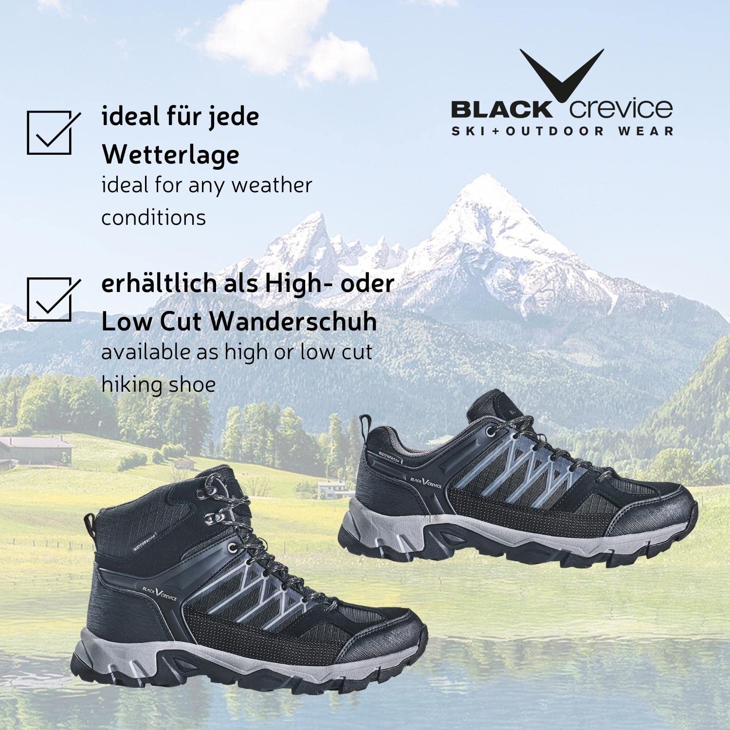 Black Crevice Zapatillas de trekking para niños I Zapatillas de trekking de corte bajo I Zapatillas de trekking impermeables I Zapatillas deportivas de exterior de alta calidad