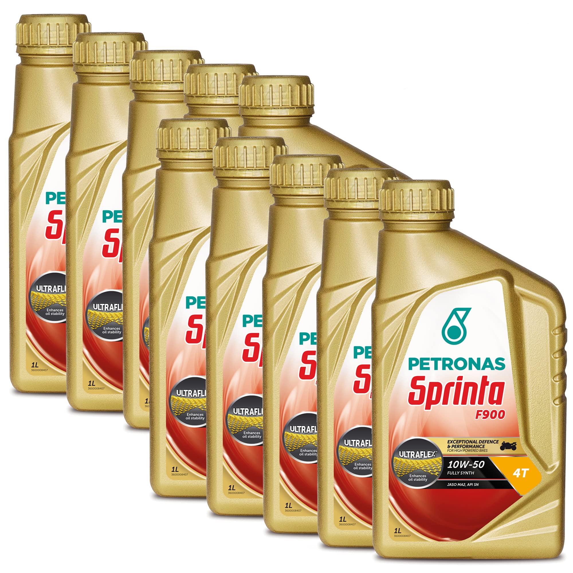 Petronas Kit 10X Sprinta Olio Motore 4T 100% Sintetico 4 Tempi F900 10W-50-10 Confezioni da 1 Litro