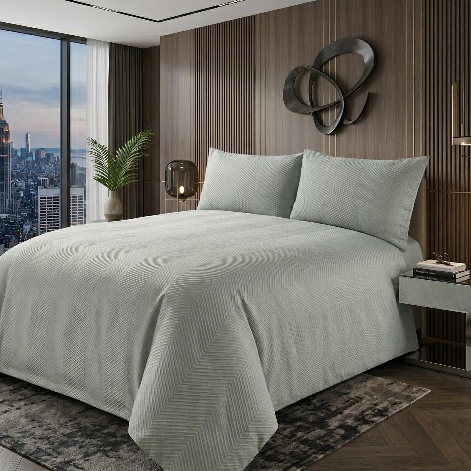 M&J Home 2 Piece 100% Cotton 200 Thread Count Duvet Cover Set Sage Single - Includes Duvet Cover & Pillowcase(s) โ image 1