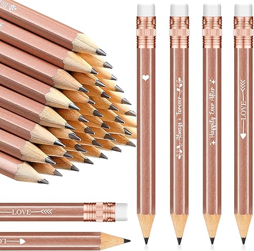 50 lápices de boda para despedida de soltera medio lápices con borrador lápices de juego mini golf de 4 pulgadas bolsillo corto preafilado para