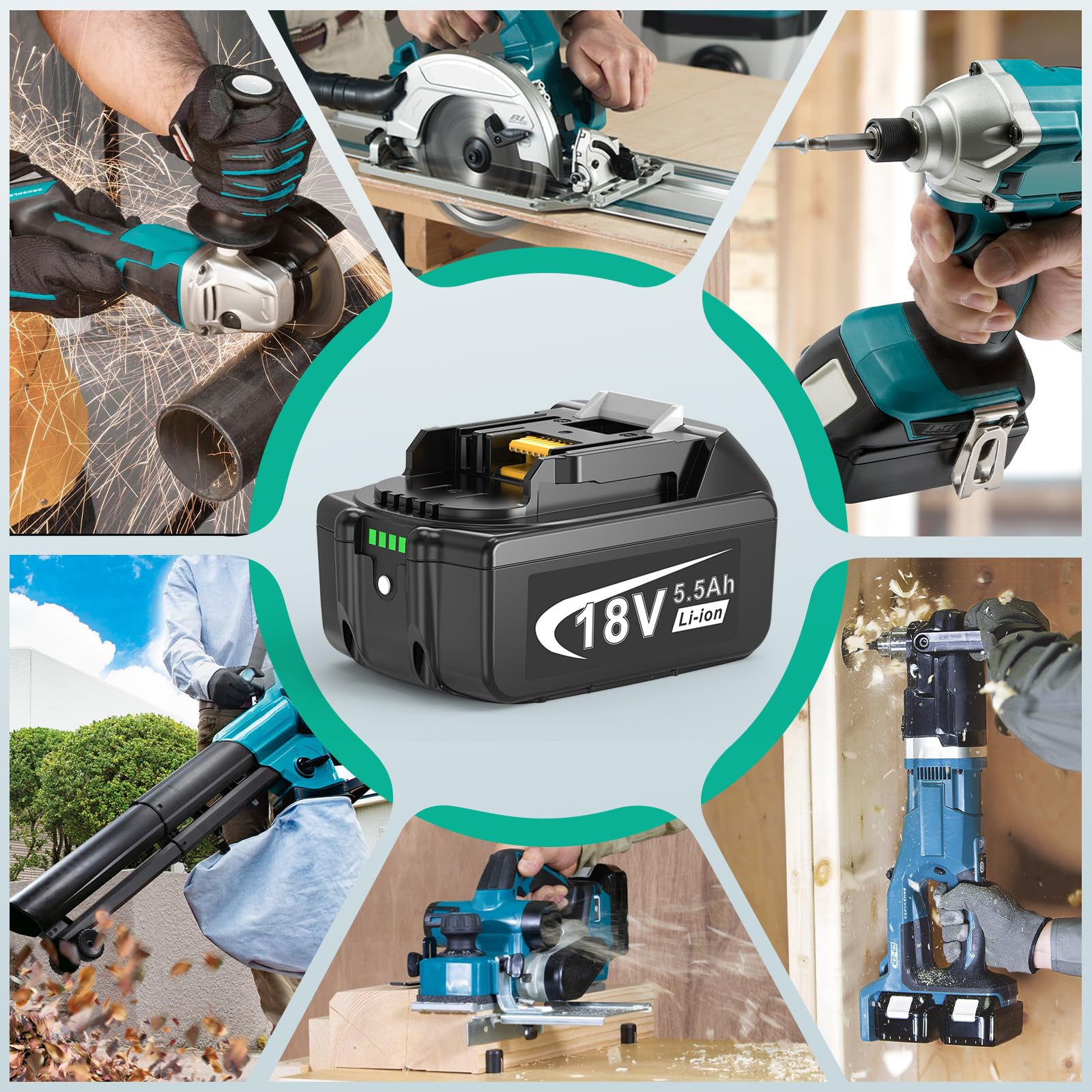 18V 5,5Ah Akku für Makita, ASUNCELL BL1860 Li-Ion Ersatzakku mit LED 18V 5,5Ah Akku für Makita, ASUNCELL BL1860 Li-Ion Ersatzakku mit LED