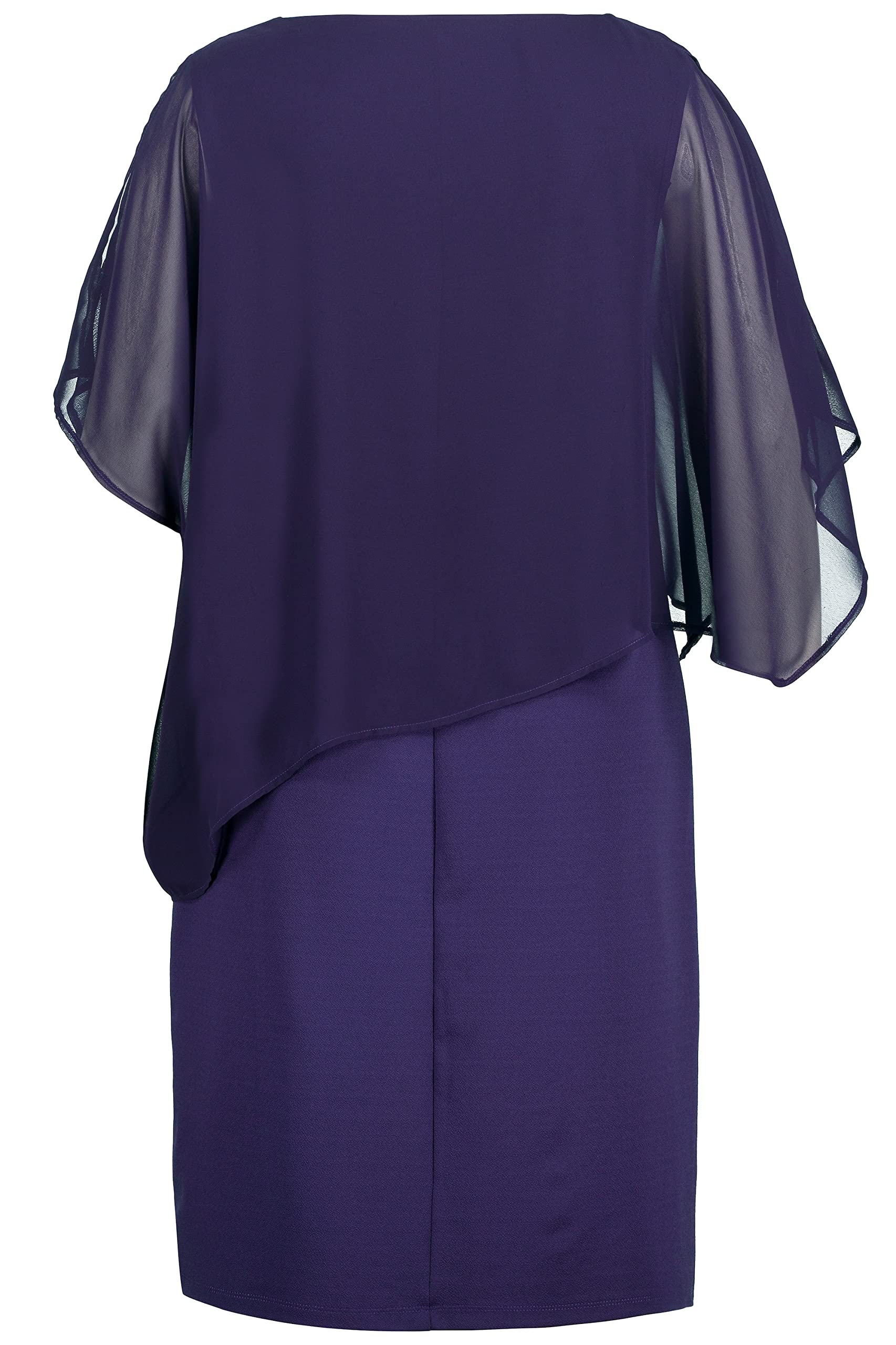 Ulla Popken Kleid mit Chiffonüberwurf, Strass und Perlen Vestito Donna