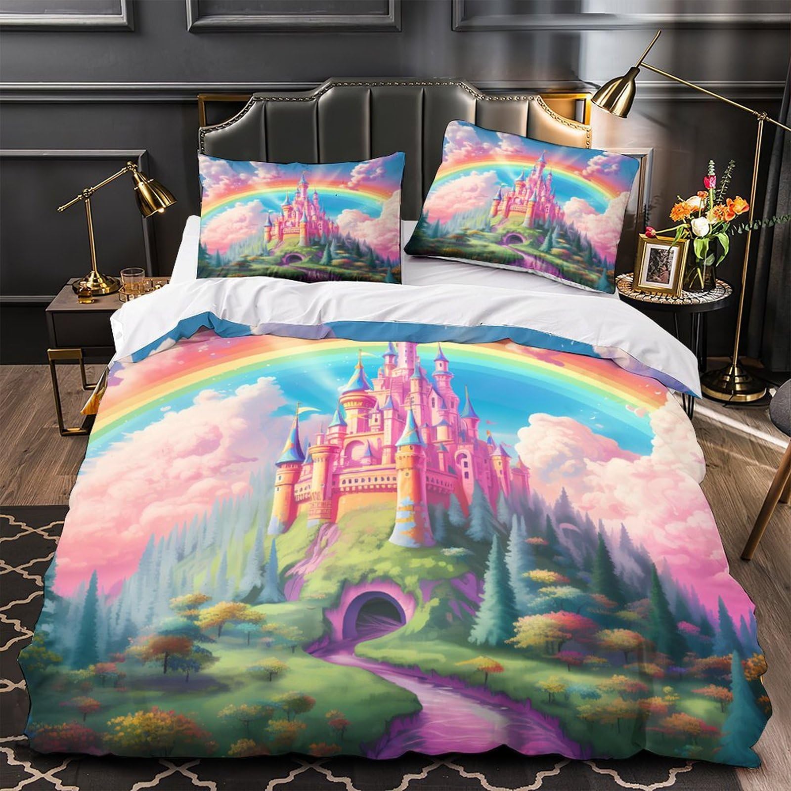 Parure de lit enfant Château Fantastique en microfibre 140x200 cm