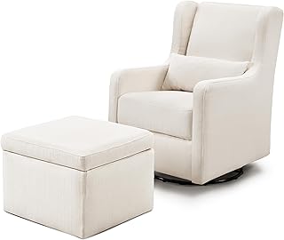 Carter's by daVinci Adrian 360° Swivel Glider Chair w/ Storage Ottoman - Water & Stain Resistant Rocking Chair Glider - GREENGUARD Gold & FSC Certified Glider Rocking Chair for Nursery & Living Room
