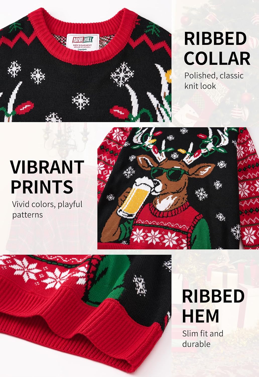 Arvilhill Men's Christmas Sweaters Holiday Funny Ugly Knitted Pullovers (S-3XL) - Image 6