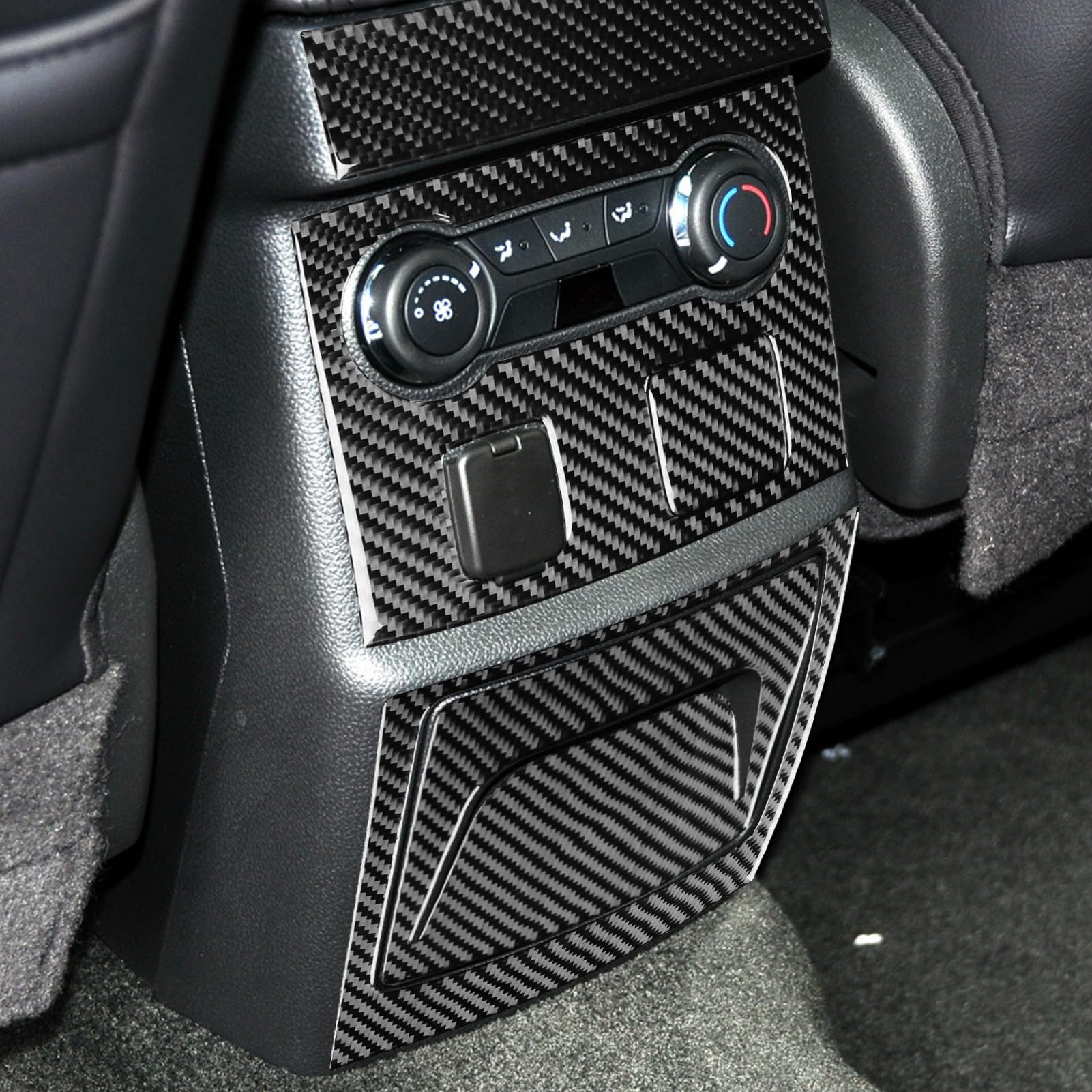 Real Premium Carbon Fiber Compatible with Ford Explorer 2011 2012 2013 2014 Accessories Car Rear Control Panel Cover Sticker Decals Interior Trim