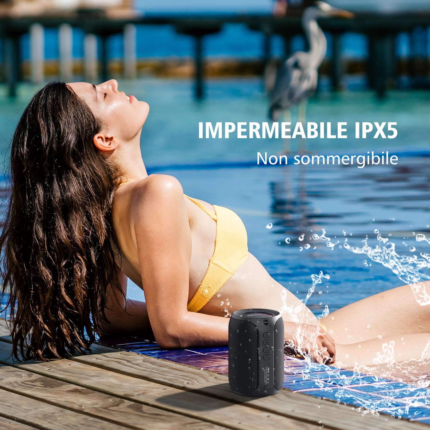 ZEALOT Cassa Bluetooth, Altoparlante Portatile, Outdoor, Bluetooth 5.0, Impermeabile, Stereo Rumoroso, Bassi Incredibili, 1500 Minuti Tempo di gioco con AUX/TF/USB per viaggi a casa (15W Nero)