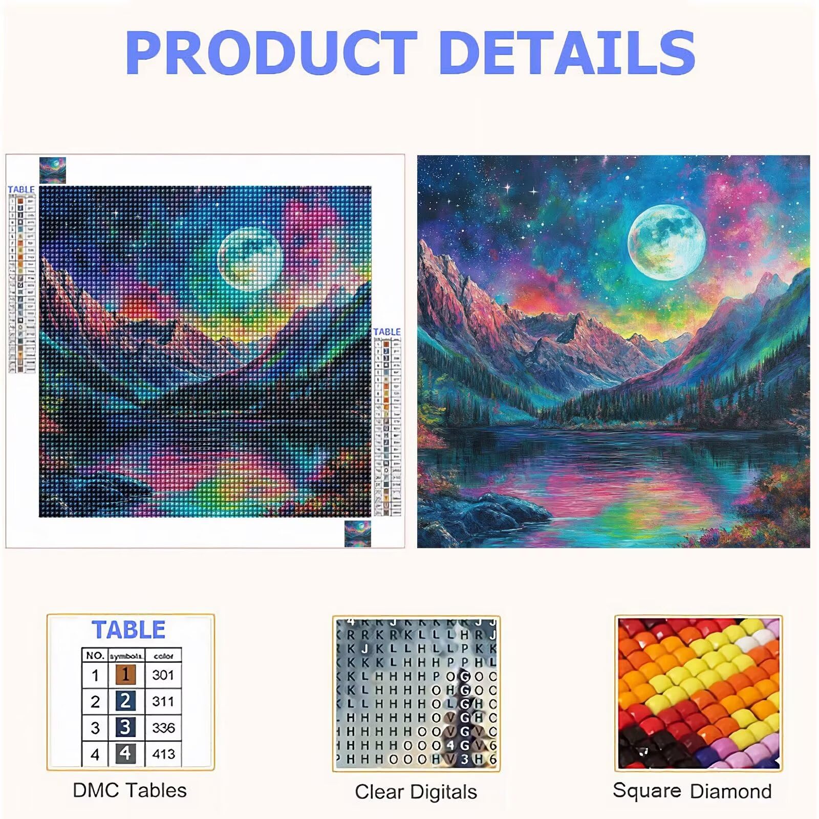 5D Diamond Painting Kit Complet, Diamond Painting Enfant Abstrait Plein Foret Peinture Diamant Paysage pour Adulte Débutant, Activité Manuelle Cristal Art Kit pour Décoration Murale 100x100cm FX#33