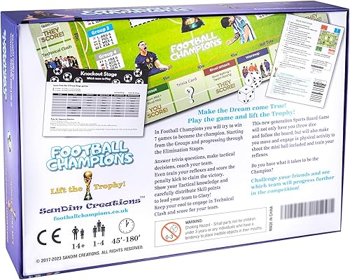 Miniatura 8 de Football Champions Sports Board Game - Juegos de mesa familiares para niños y adultos - Juego de mesa de estrategia de fútbol - Juego de trivia
