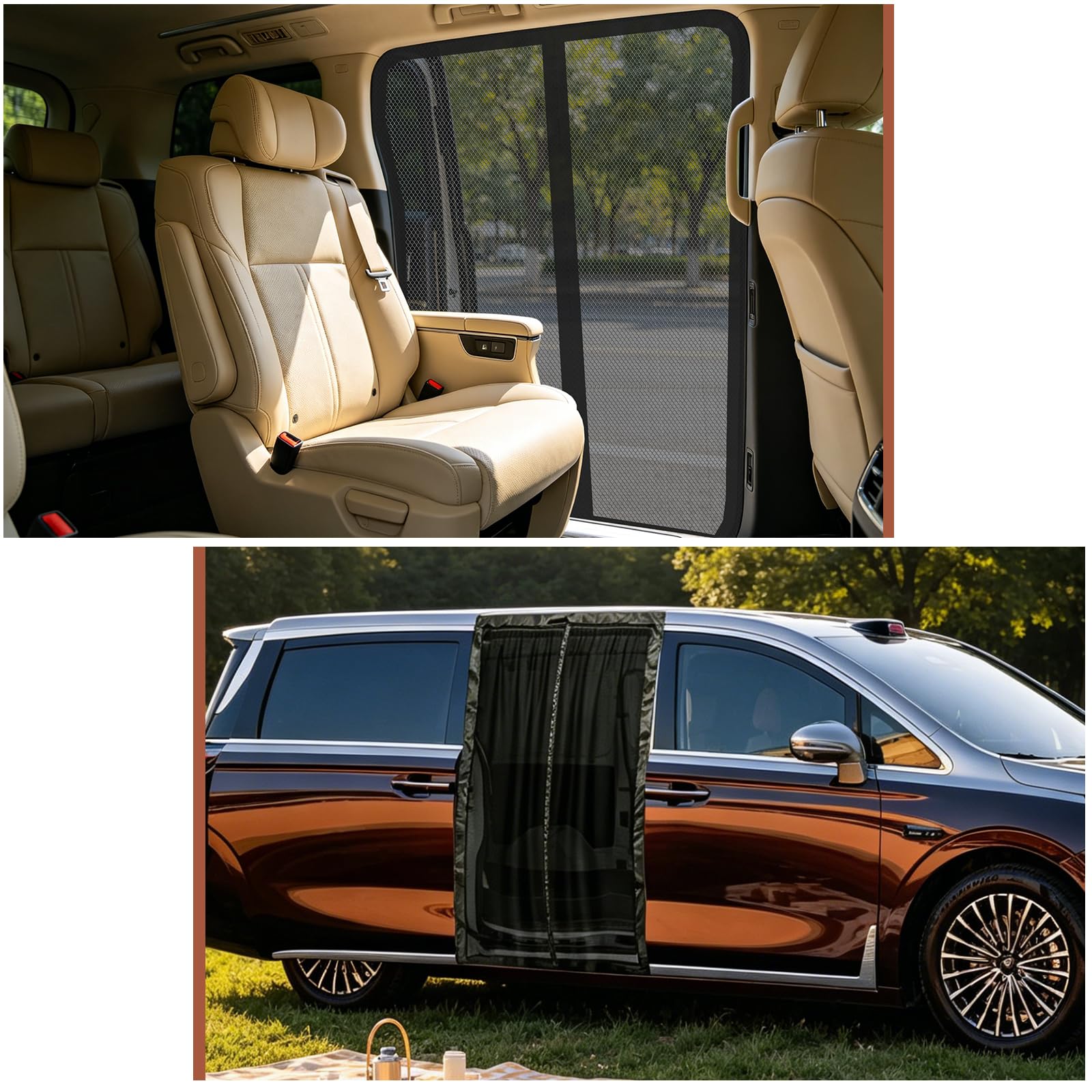 Moustiquaires magnétiques pour fourgonnettes porte latérale, moustiquaire pour fourgonnette pour Benz Vito, Ford Transit Custom, Opel/Vauxhall Vivaro protection solaire pour voiture (150x110cm)