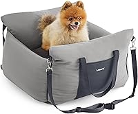 Vista 8 de Lesure Asiento de automóvil para perros pequeños - Asiento elevador suave para perros con bolsillo de almacenamiento y correa de seguridad con clip