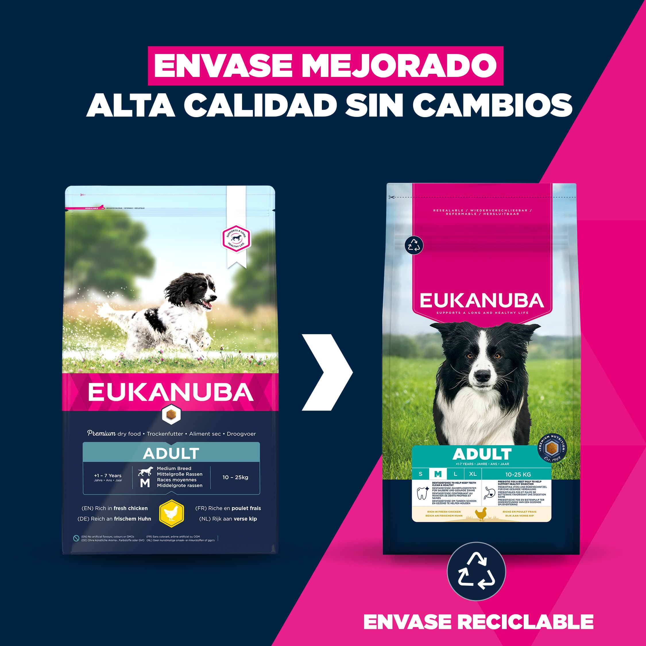 Eukanuba, alimento para Perros con Pollo Fresco para Razas Medianas - Alimento seco Premium para Perros Adultos, 15 kg