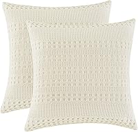 Vista 81 de PHF Fundas de almohada con tejido de gofre de 24" x 24", paquete de 2, funda de almohada cuadrada 100% algodón para decoración de ropa de cama, sin