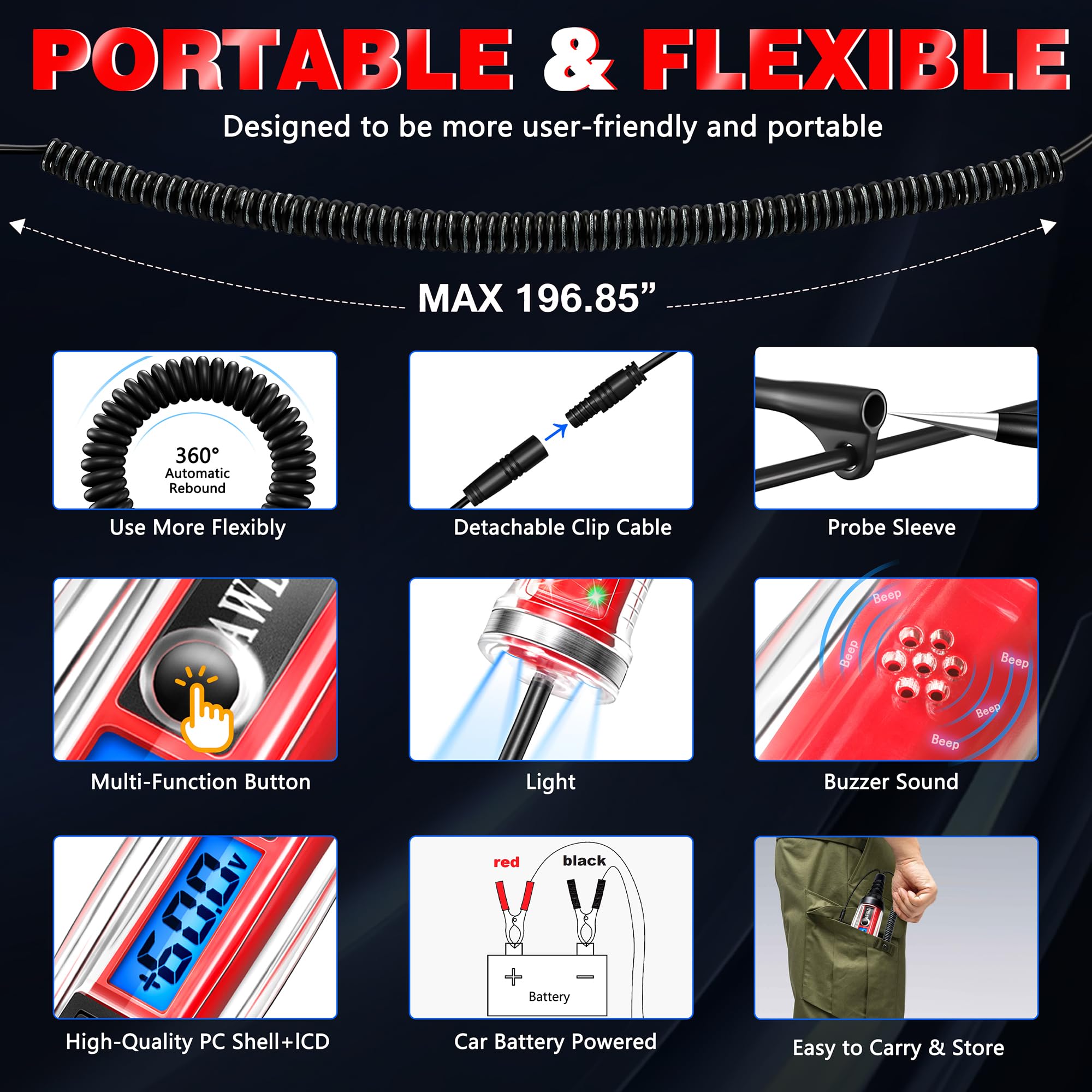 AWBLIN Circuit Probe Tester - Automotive Diagnostic Tool -7