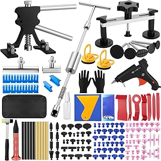 Car Dent Puller Kit, 161Pcs Body Repair Tools Paintless Dent Removal Tool with Adjustable Dent Lifter & Bridge Puller, Hail Damage Repair Kit for Car Refrigerator Door Ding-Black