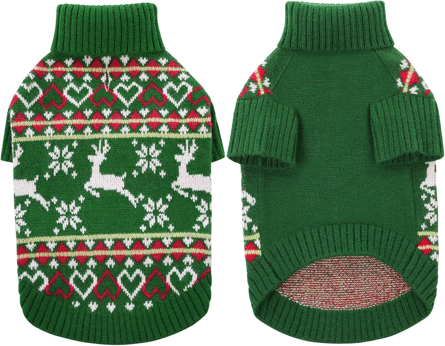 Queenmore Dog Christmas Sweater,Turtleneck Knitted Pullover Xmas Dog Clothes Sweatshirt,Pet Christmas Outfit, Warm Doggy Sweaters for Small Dogs Boy Girl S