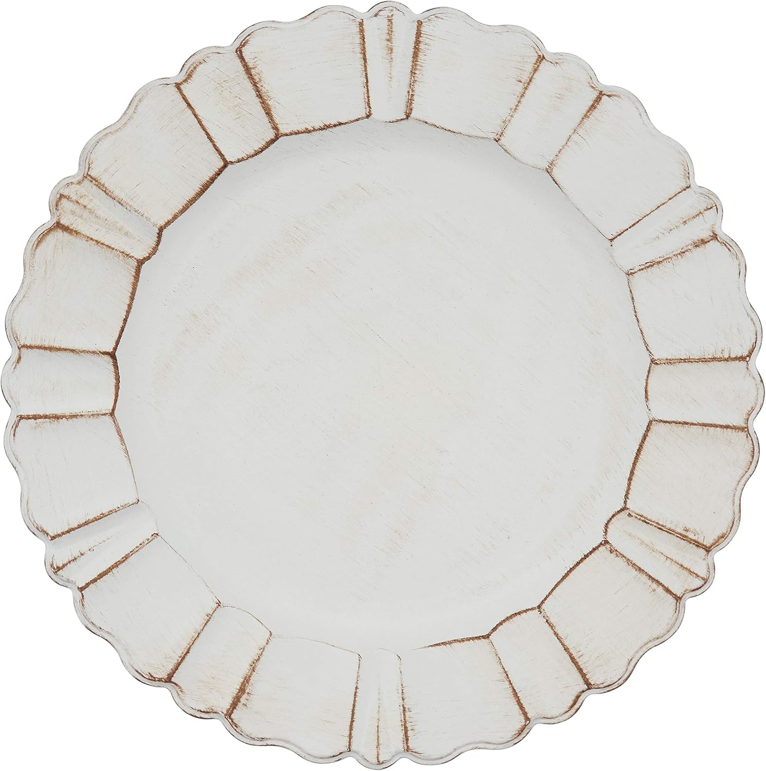 Misc Scalloped Ruffled Design Charger Plates (Set of 4) Ivory Plastic 4 Piece