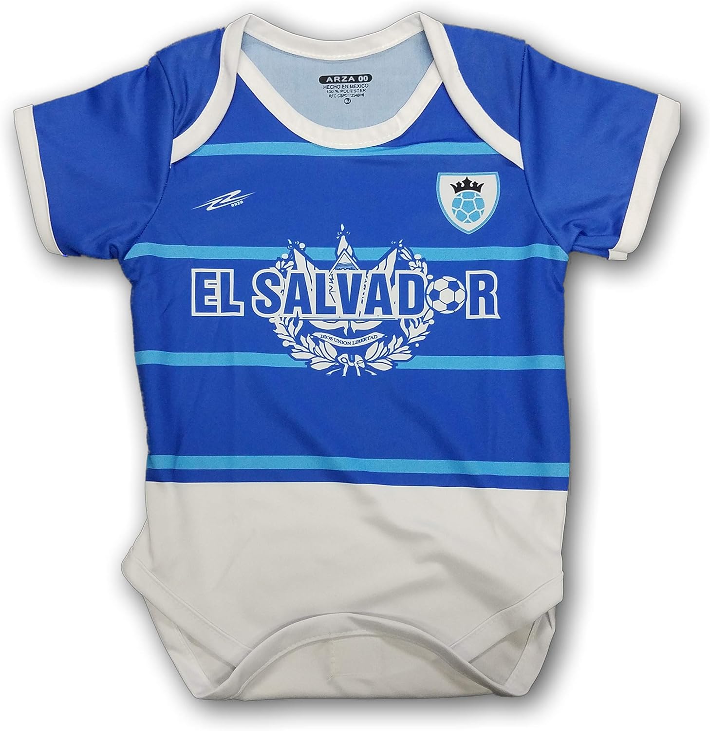 Arza Sports El Salvador Soccer Baby Outfit Onesie Mameluco Blue, White, 6-12 Months