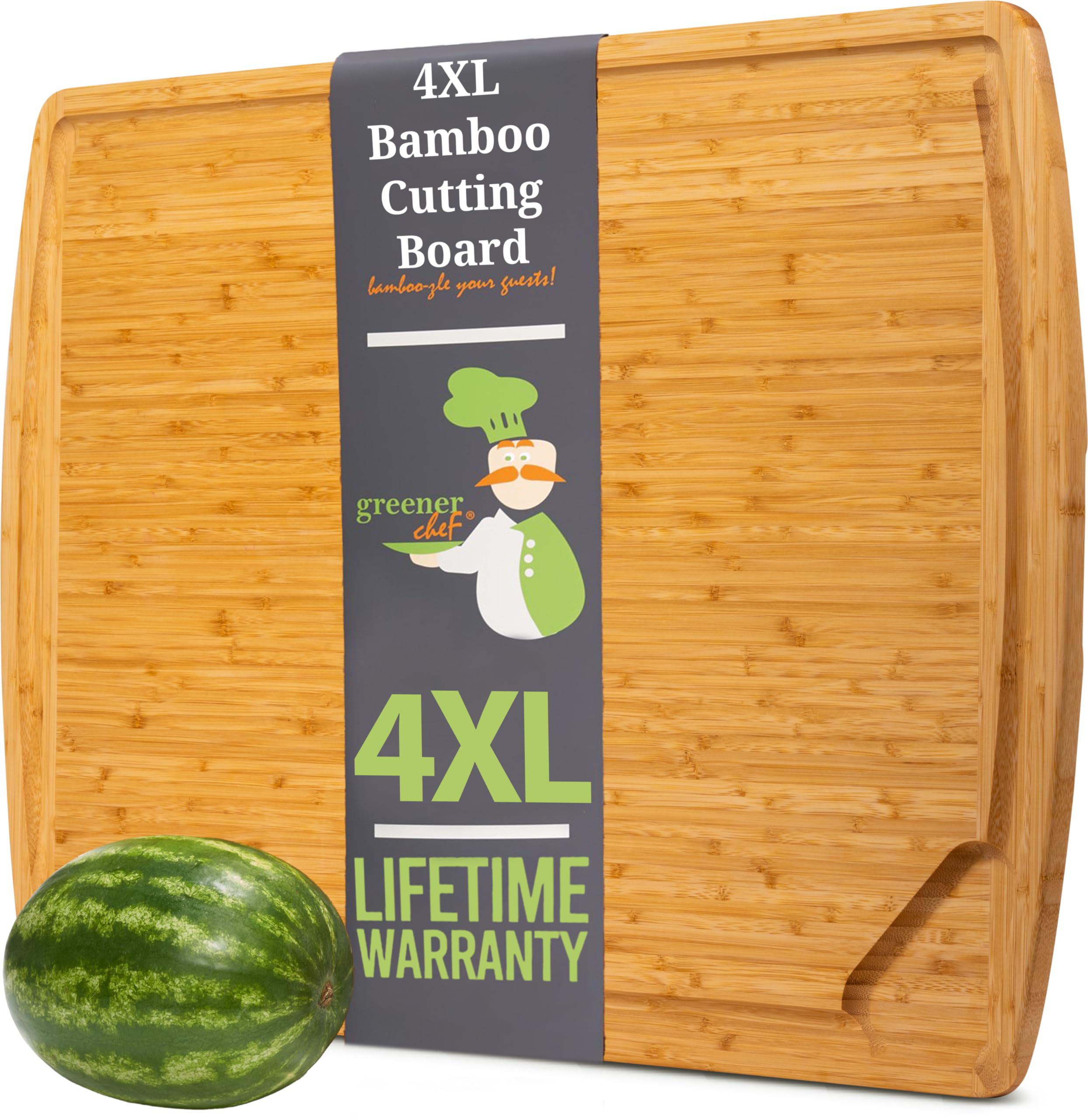 4XL Bamboo Butcher Block Cutting Board - Extra Large Cutting Boards for Kitchen 36 x 24 - Wood Countertop 24 x 36 Cutting Board - Single Tone