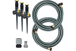 Melnor 65191AMZ Adjustable Spike Set Sprinkler Bundle for Lush Lawns