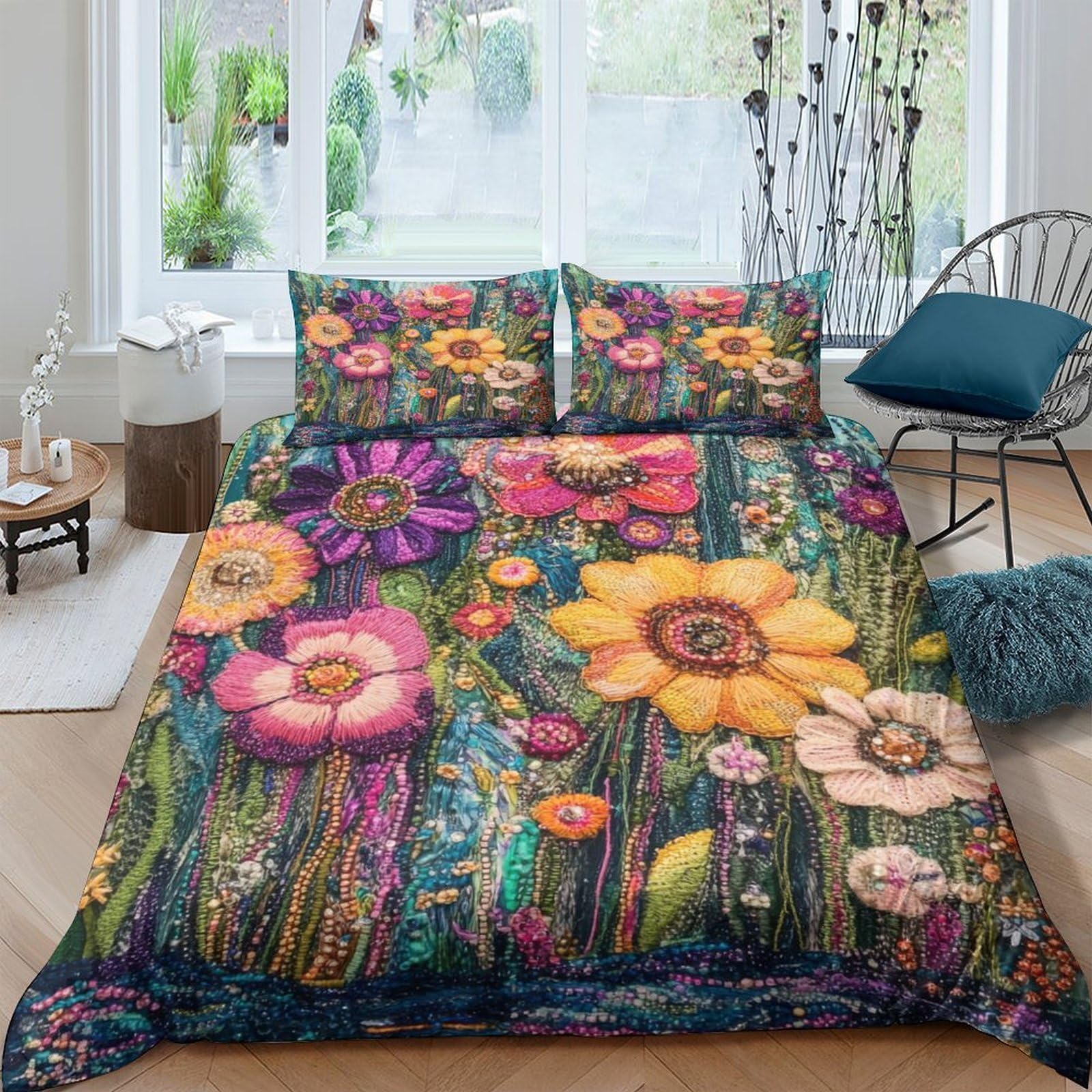 Ctjqhvkz Style-10 3D Printed Wildflower Bloom Fitted Sheet Microfiber Soft Botanical Bed Cover For Bedroom Guestroom Machine Washable Decor Single（135X200cm）
