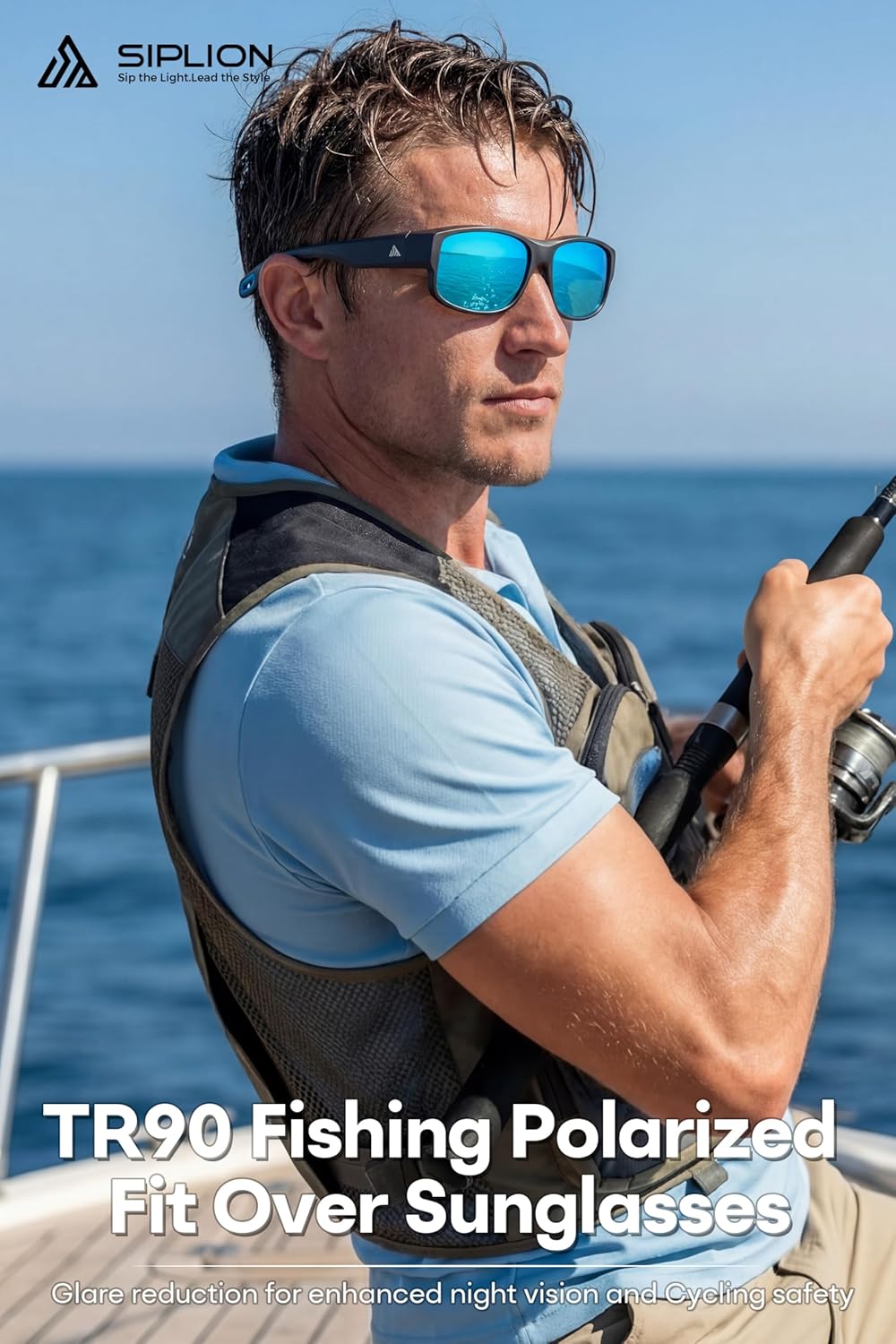 SIPLION Fit-over Glasses Sunglasses Men Women: Polarized UV400 Protection Ultralight Clip on Sunglasses for Fishing Driving