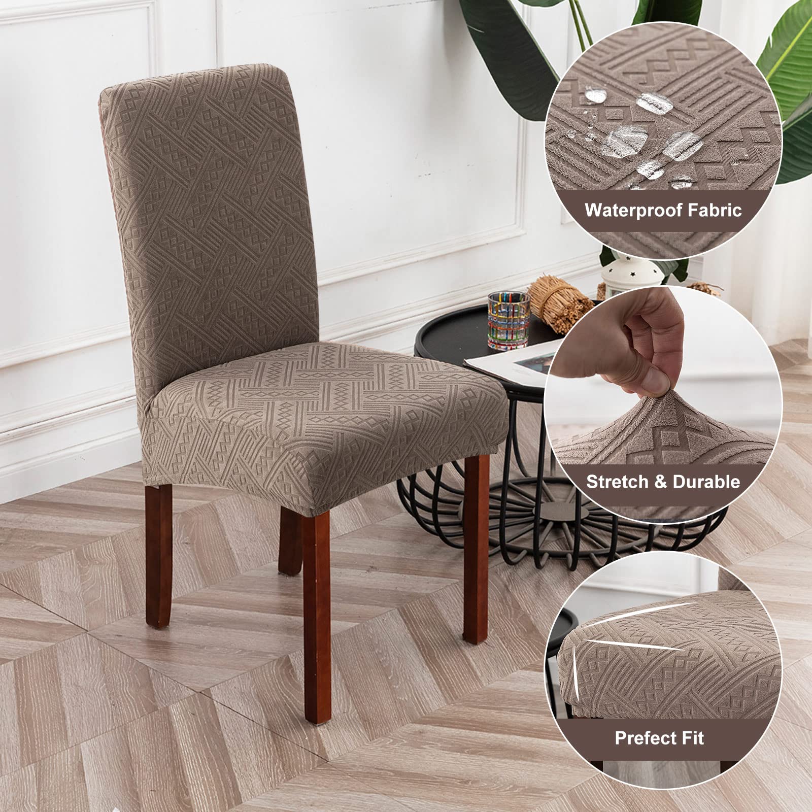 Genina - Fundas impermeables para sillas de comedor, fundas elásticas para  sillas de comedor, cocina, funda protectora para sillas de comedor,  extraíble, lavable (6, patrón 1 color topo) : Amazon.com.mx: Hogar y Cocina