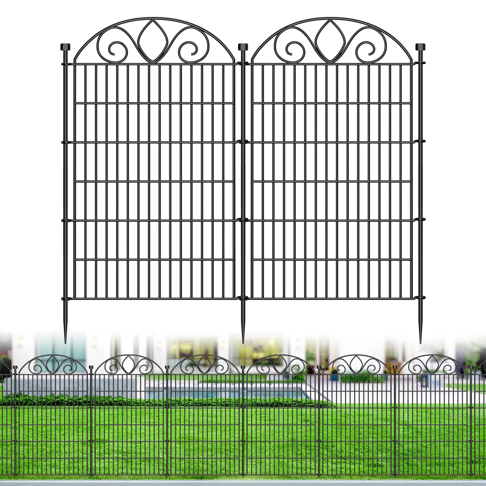 MIWEVRO 10 Panels No Dig Tall Garden Fence Panel