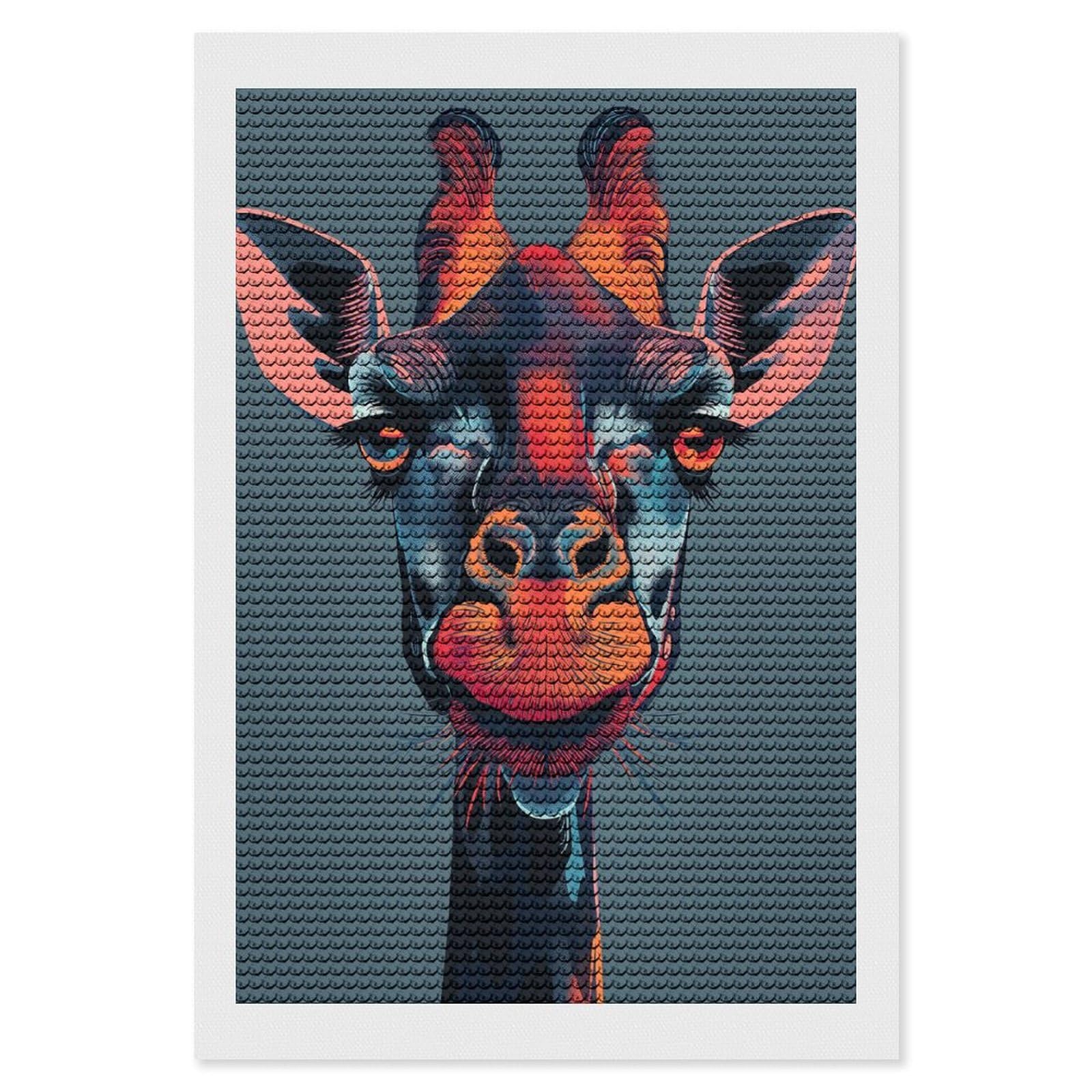 Junmoney Giraffe Portrait Animal Diamond Painting Set 8"x12", Arts and Crafts, Wall Art Gift, Full Kit Included, Relaxing Handmade Project