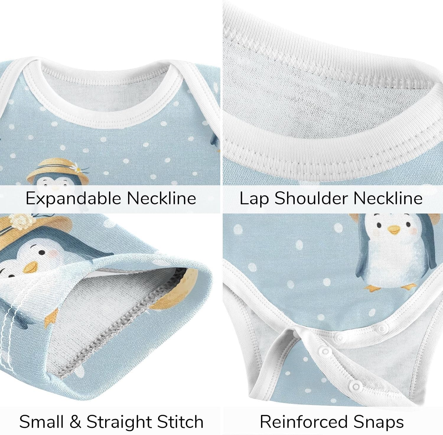 vvfelixl Baby Clothes Cute Penguin in Hat Baby Bodysuits Set Unisex Short Sleeve Babys Pants Sets 0-3M