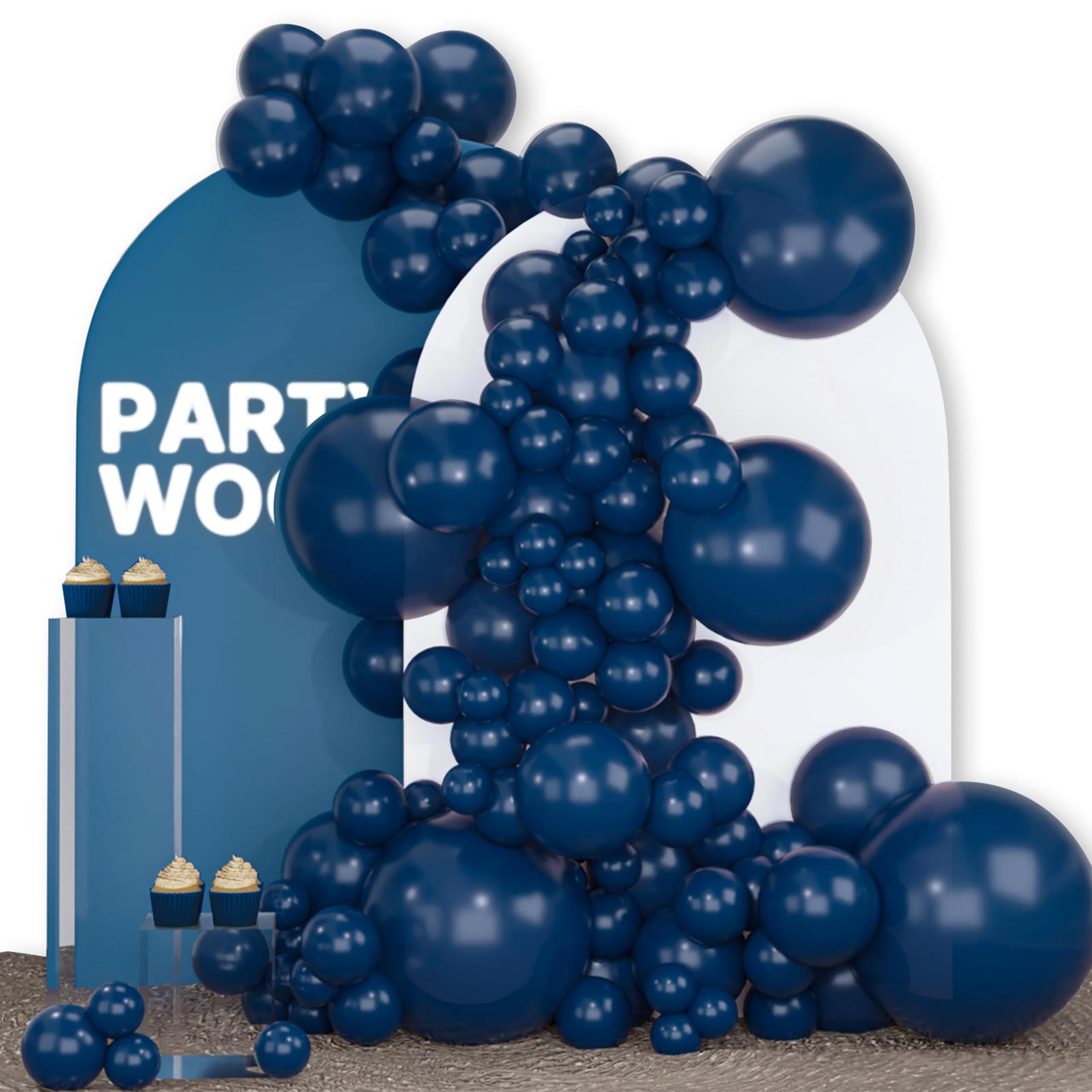 PartyWoo Navy Blue Balloons 140pcs Assorted Sizes 18 12 10 5 Inch Balloon Arch Kit Garland for Graduation Wedding Sports Theme Boy Baby Shower Men Birthday Party Decorations - main product image