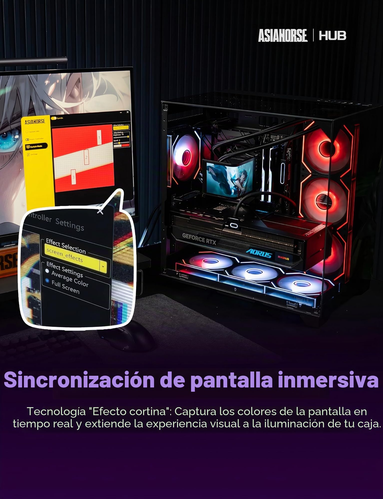 AsiaHorse UMBRA ARGB PWM Hub de ventiladores de PC, controlador de PC de 5V 3 Pin ARGB de 10 puertos con software exclusivo, detección automática de LED, modo Canvas para sincronización de pantalla