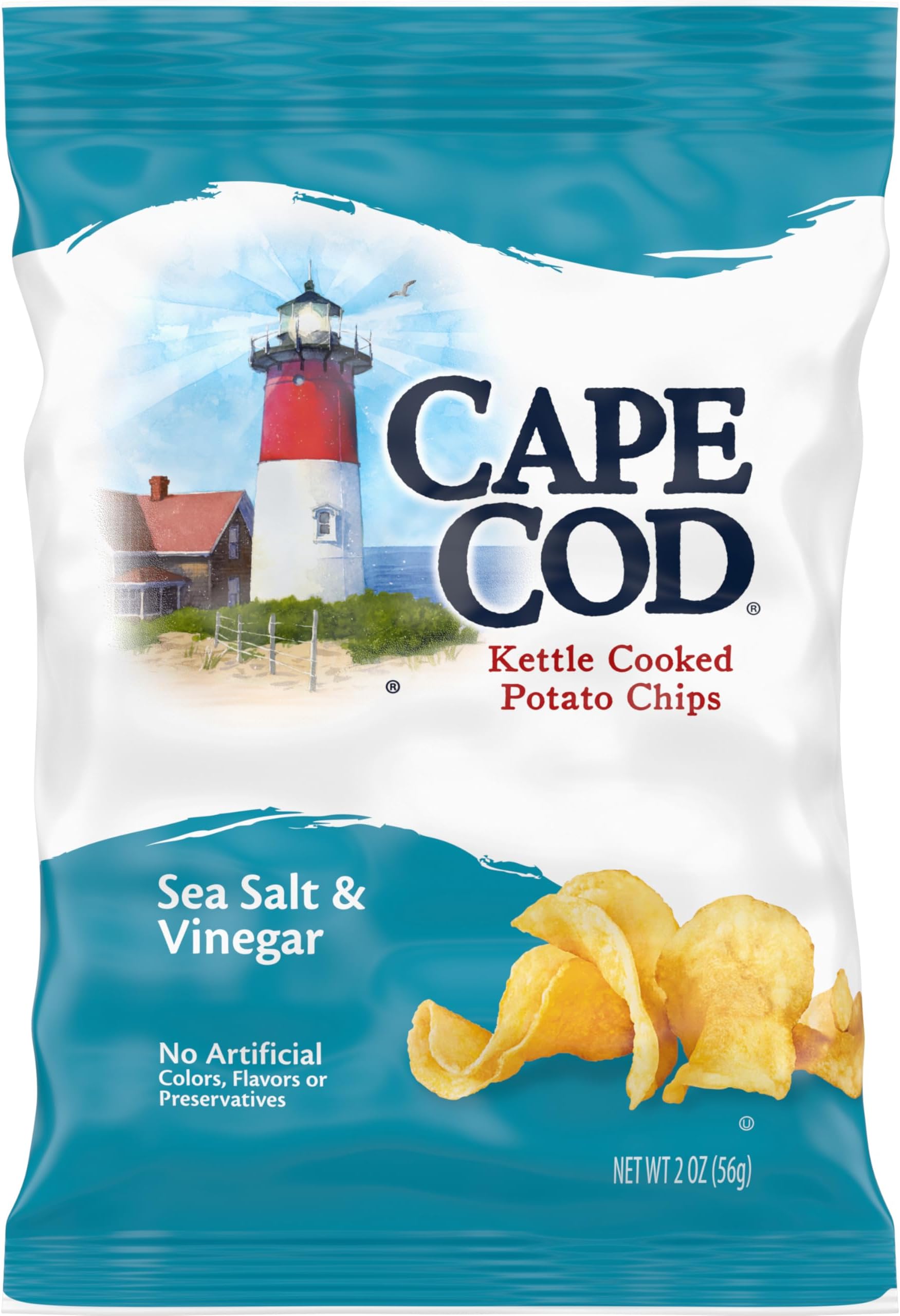 Potato Chips, Sea Salt and Vinegar Kettle Chips, 2 Oz (Pack of 6)