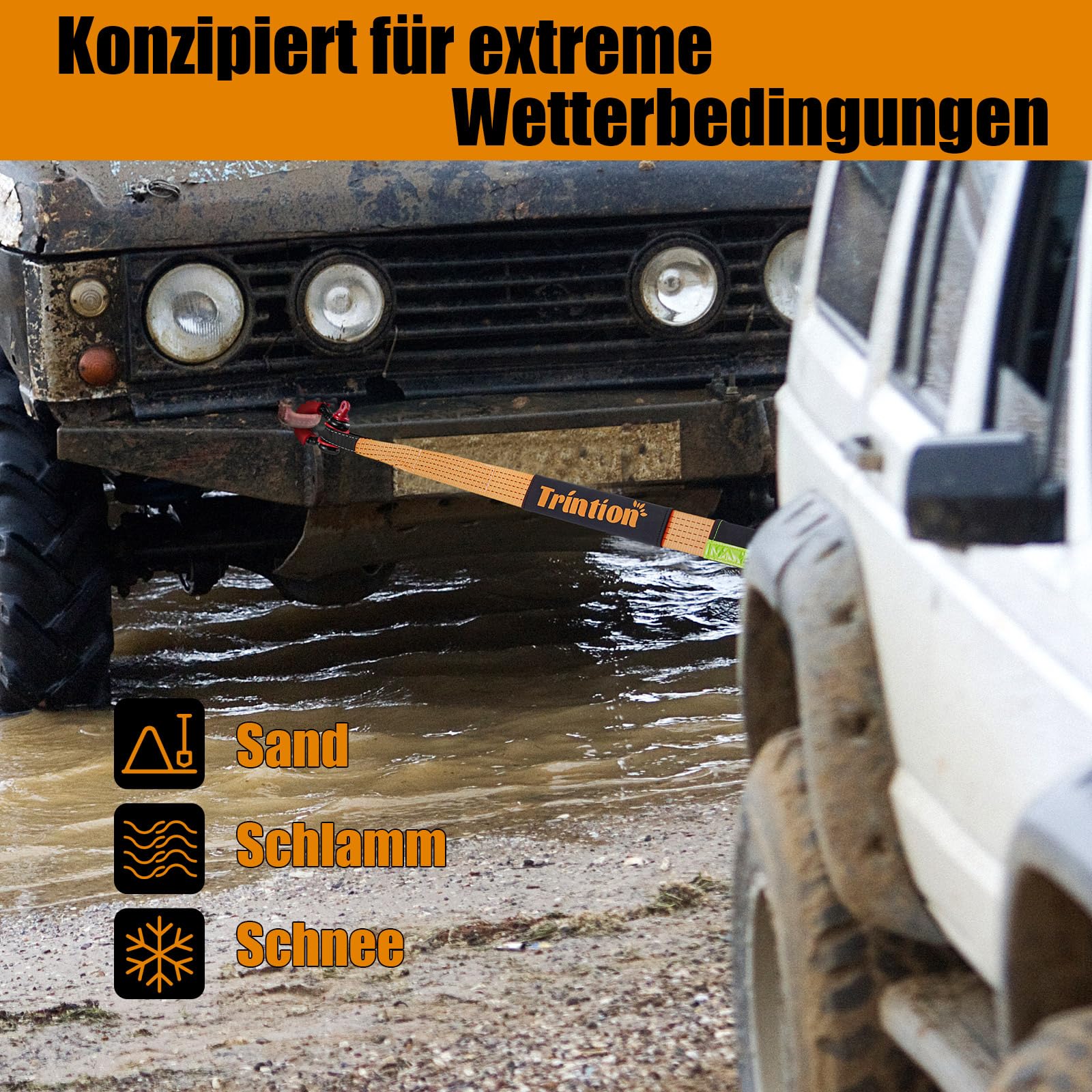 10T Abschleppseil 5 Meter - Nylon Bergeseil Mit Haken Für Auto & SUV